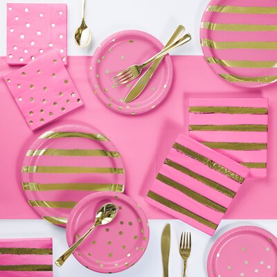 Creative Converting Candy Pink and Gold Foil Party Supplies Kit (DTC3294E2A)