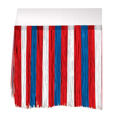 Amscan Patriotic Fringe Table Skirt, 29 x 9, Red, White, Blue, Paper (570027)