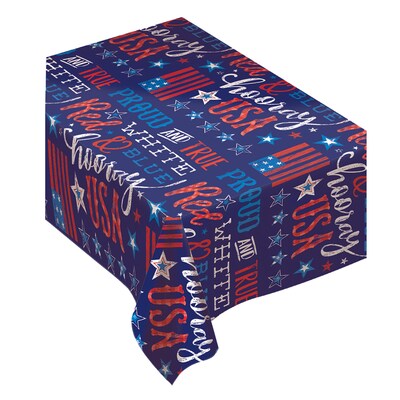 Amscan Patriotic Proud and True Flannel-Backed Tablecloth, 52 x 70, Flannel, Vinyl, 2/Pack (570065