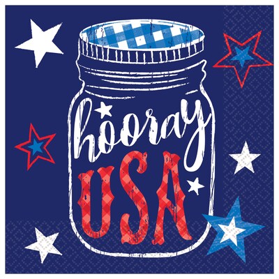 Amscan Patriotic Proud and True Beverage Napkins, 5 x 5, Paper, 3/Pack, 36 Per Pack (701950)