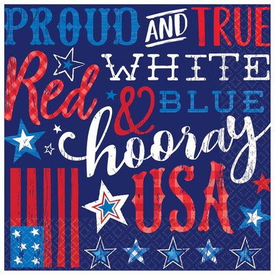 Amscan Patriotic Proud and True Luncheon Napkins, 6.5 x 6.5, Paper, 3/Pack, 36 Per Pack (711950)