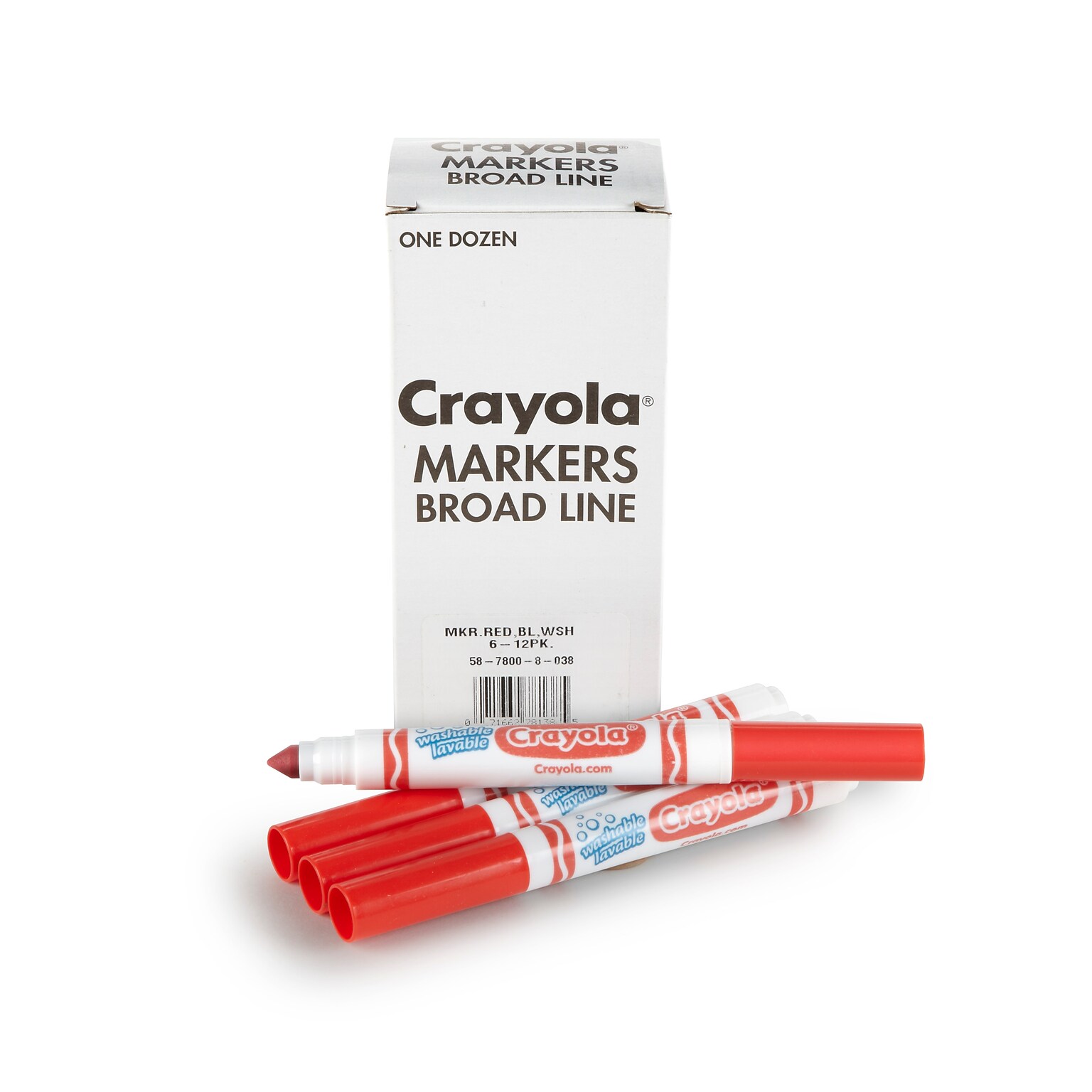 Crayola® Washable Broad Line Bulk Markers, 12 Pack, Red (58-7800-038)