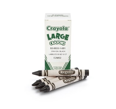 Crayola® Large Crayons, 12 Pack, Black (52-0033-051)