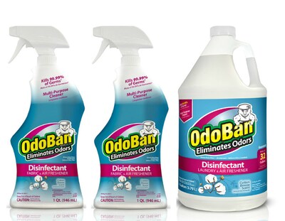 OdoBan Disinfectant Odor Eliminator Ready-to-Use 32 oz. Spray 2-Pack and 1 Gallon Concentrate, Cotton Breeze Scent (OBC2TG-STP)