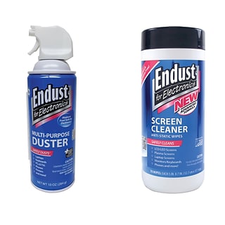 Endust Screen Cleaning Wipes, 70 Count (11506) and Electronics Duster, 10 oz. (11384)