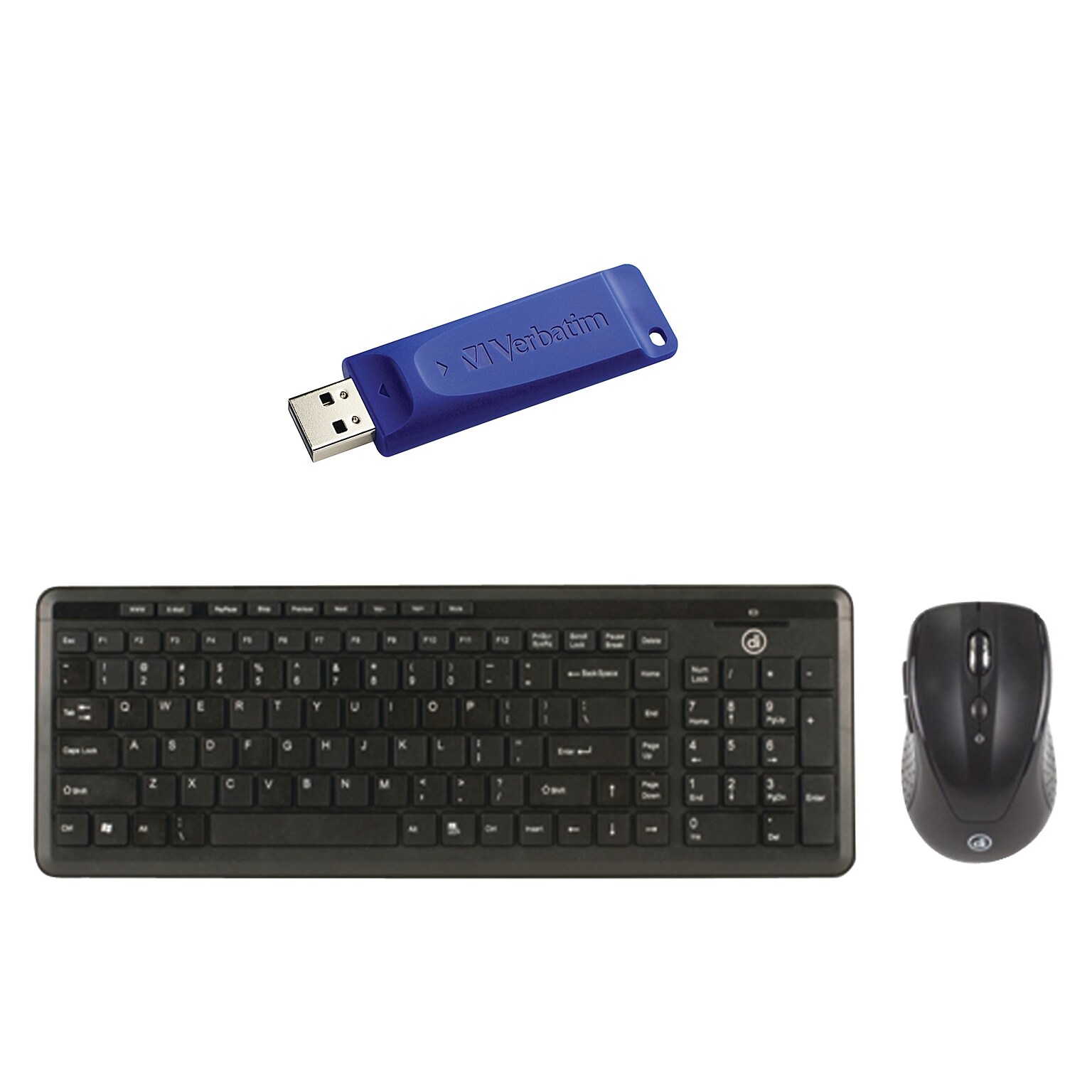 Digital Innovations Wireless Keyboard and Mouse with Verbatim Flash Drive, 32gb (KITEASYFLASH)