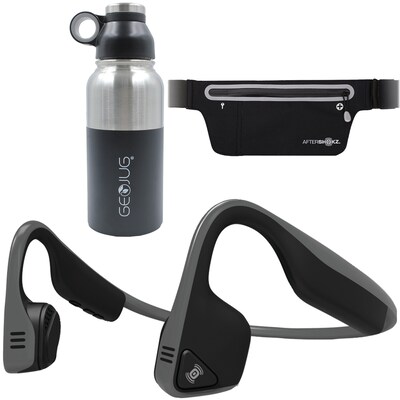 Aftershokz Headphones, Black Sport Belt, Brentwood Water Bottle Bundle