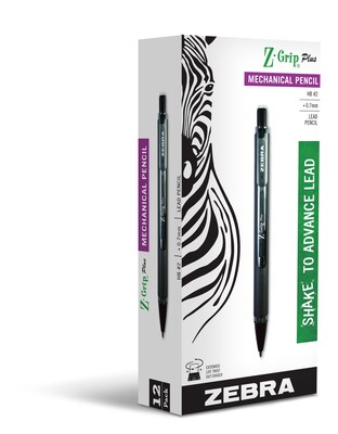 Zebra Z-Grip Plus Mechanical Pencil, 0.7mm, #2 Medium Lead, Dozen (ZEB55410)
