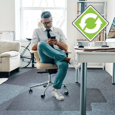 Floortex Evolutionmat Carpet Chair Mat with Lip, 36" x 48", For Standard-Pile Carpet, Clear Enhanced Polymer (ECO113648LP)