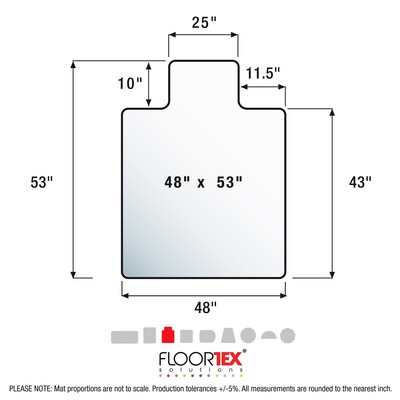 Floortex Cleartex Ultimat Carpet Chair Mat with Lip, 48" x 53", Designed for Medium-Pile Carpet, Clear Polycarbonate (1113427LR)