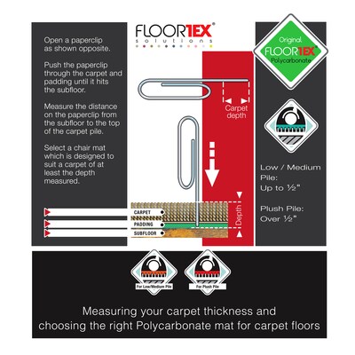 Floortex Cleartex Ultimat Carpet Chair Mat with Lip, 48" x 53", Designed for Medium-Pile Carpet, Clear Polycarbonate (1113427LR)