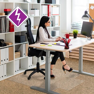 Floortex Computex Advantagemat Carpet Chair Mat with Lip, 45" x 53'', Medium-Pile, Clear (31341526LV)