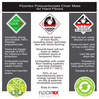 Floortex Cleartex Ultimat Hard Floor Chair Mat, 71" x 79", Clear Polycarbonate (1218020019ER)
