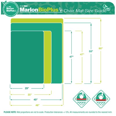 Floortex Ecotex BioPlus Carpet Chair Mat, 29" x 47", Clear Bio Based Polycarbonate (NCCMFLBG0001)