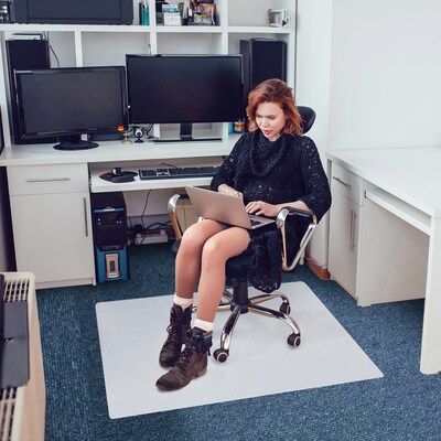 Floortex Revolutionmat Carpet Chair Mat, 45" x 53", Designed for Low-Pile Carpet, Translucent Polypropylene (NCMFLLGC0003)