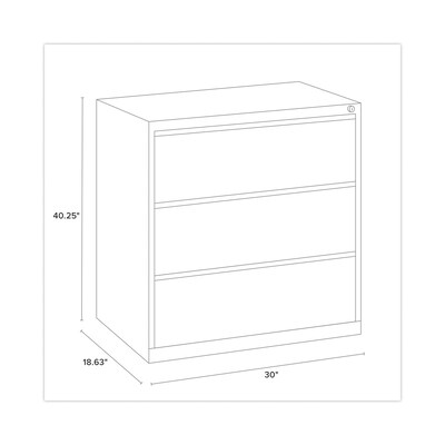 Alera Commercial 3-Drawer Lateral File Cabinet, Letter/Legal Size, Lockable, 40.25"H x 30"W x 18.62"D, Putty (HLF3041PY)