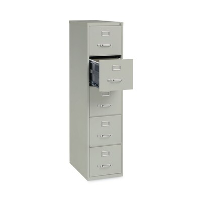 Alera Commercial 5-Drawer Vertical File Cabinet, Letter Size, Lockable, 61.37"H x 15"W x 26.5"D, Light Gray (HVF1562LG)