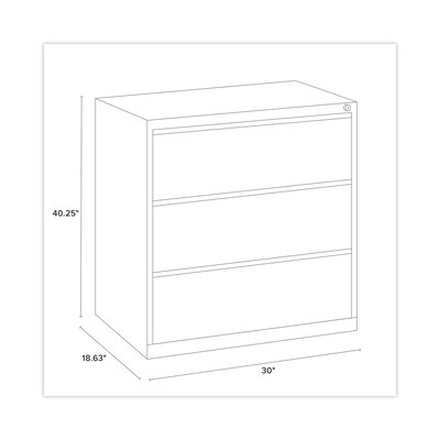 Alera Commercial 3-Drawer Lateral File Cabinet, Letter/Legal Size, Lockable, 40.25"H x 30"W x 18.62"D, Black (HLF3041BL)