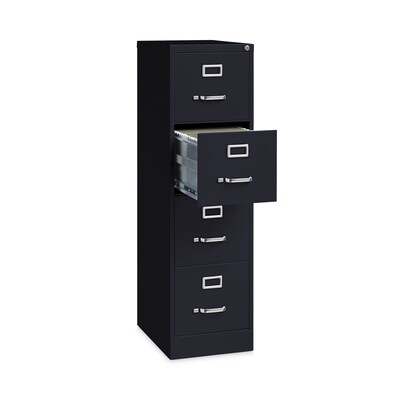 Alera Commercial 4-Drawer Vertical File Cabinet, Letter Size, Lockable, 52"H x 15"W x 22"D, Black (HVF152252BL)