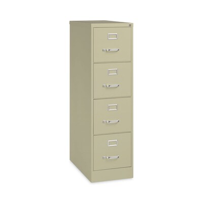 Alera Commercial 4-Drawer Vertical File Cabinet, Letter Size, Lockable, 52"H x 15"W x 26.5"D, Putty (HVF152652PY)