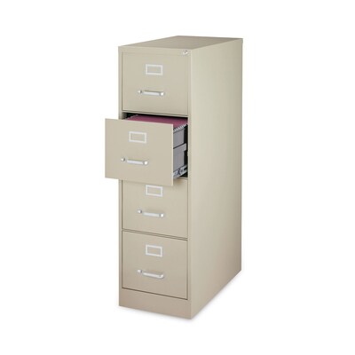 Alera Commercial 4-Drawer Vertical File Cabinet, Letter Size, Lockable, 52"H x 15"W x 26.5"D, Putty (HVF152652PY)