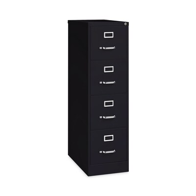 Alera Commercial 4-Drawer Vertical File Cabinet, Letter Size, Lockable, 52"H x 15"W x 26.5"D, Black (HVF152652BL)