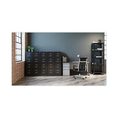 Alera Commercial 4-Drawer Vertical File Cabinet, Letter Size, Lockable, 52"H x 15"W x 26.5"D, Black (HVF152652BL)