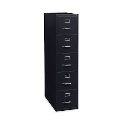 Alera Commercial 5-Drawer Vertical File Cabinet, Letter Size, Lockable, 61.37H x 15W x 26.5D, Bla