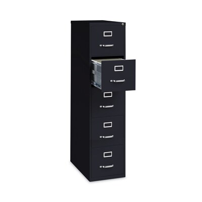 Alera Commercial 5-Drawer Vertical File Cabinet, Letter Size, Lockable, 61.37"H x 15"W x 26.5"D, Black (HVF1562BL)