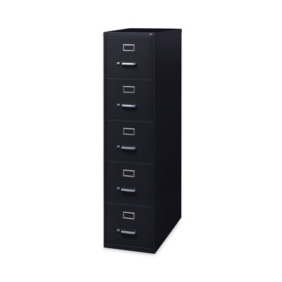 Alera Commercial 5-Drawer Vertical File Cabinet, Letter Size, Lockable, 61.37"H x 15"W x 26.5"D, Black (HVF1562BL)