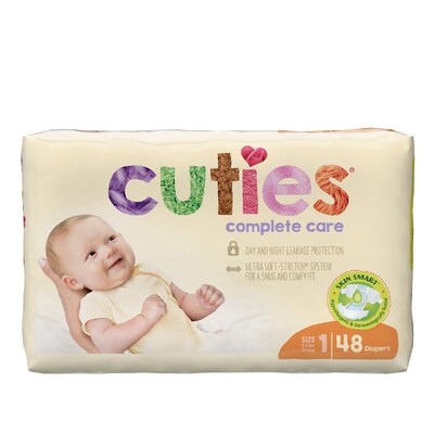 Cuties Baby Diapers Size One, 192/Carton (CCC01)
