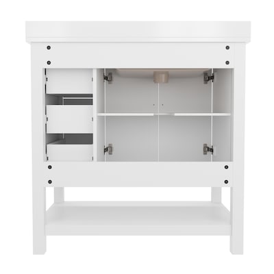 Flash Furniture Vega Bathroom Vanity with Sink, 36 Inch, White/Gold (FSVEGA36KDWHGLD)