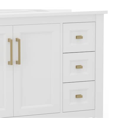 Flash Furniture Vega Bathroom Vanity with Sink, 36 Inch, White/Gold (FSVEGA36KDWHGLD)