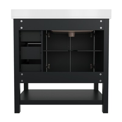 Flash Furniture Vega Bathroom Vanity with Sink, 36 Inch, Black/Gold (FSVEGA36KDBKGLD)
