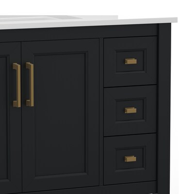 Flash Furniture Vega Bathroom Vanity with Sink, 36 Inch, Black/Gold (FSVEGA36KDBKGLD)