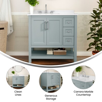 Flash Furniture Vega Bathroom Vanity with Sink, 36 Inch, Sage (FSVEGA36KDSG)