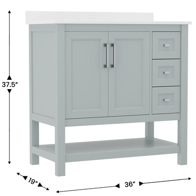 Flash Furniture Vega Bathroom Vanity with Sink, 36 Inch, Sage (FSVEGA36KDSG)