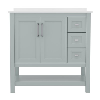 Flash Furniture Vega Bathroom Vanity with Sink, 36 Inch, Sage (FSVEGA36KDSG)