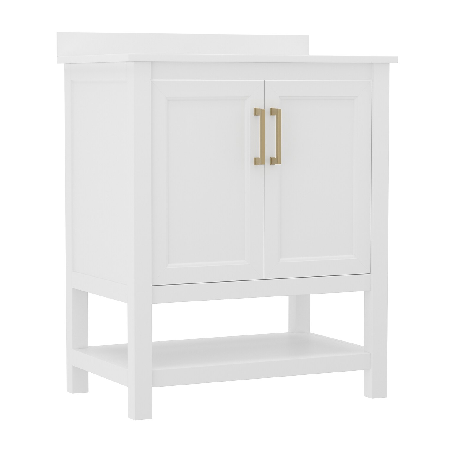 Flash Furniture Vega Bathroom Vanity with Sink, 30 Inch, White/Gold (FSVEGA30WHGLD)