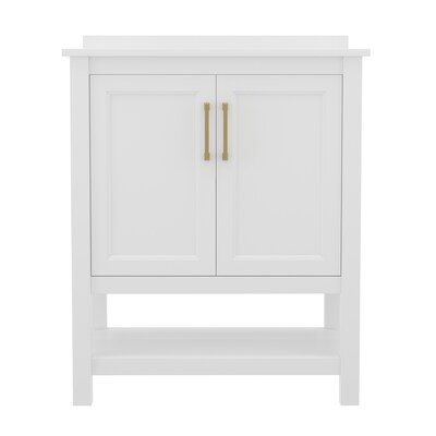 Flash Furniture Vega Bathroom Vanity with Sink, 30 Inch, White/Gold (FSVEGA30WHGLD)