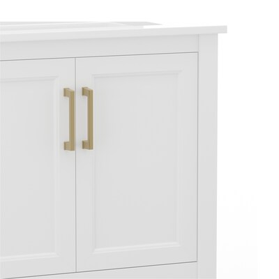 Flash Furniture Vega Bathroom Vanity with Sink, 30 Inch, White/Gold (FSVEGA30WHGLD)