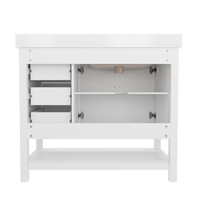 Flash Furniture Vega Bathroom Vanity with Sink, 42 Inch, White/Gold (FSVEGA42WHGLD)