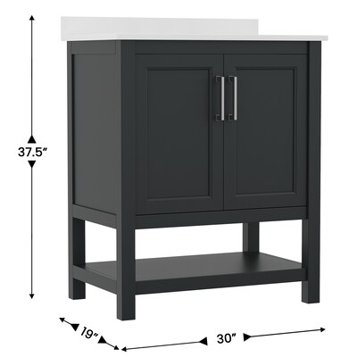 Flash Furniture Vega Bathroom Vanity with Sink, 30 Inch, Black (FSVEGA30BK)