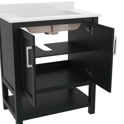 Flash Furniture Vega Bathroom Vanity with Sink, 30 Inch, Black (FSVEGA30BK)