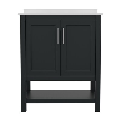 Flash Furniture Vega Bathroom Vanity with Sink, 30 Inch, Black (FSVEGA30BK)