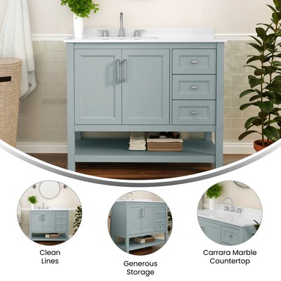 Flash Furniture Vega Bathroom Vanity with Sink, 42 Inch, Sage (FSVEGA42SG)