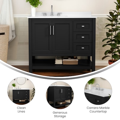 Flash Furniture Vega Bathroom Vanity with Sink, 42 Inch, Black (FSVEGA42BK)