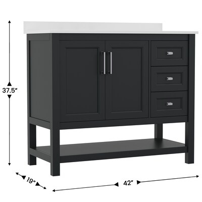 Flash Furniture Vega Bathroom Vanity with Sink, 42 Inch, Black (FSVEGA42BK)