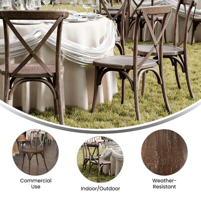 Flash Furniture HERCULES Contemporary Wood Look Resin Cross Back Dining Chair, Dark Brown, 2/Pack (2L9M2DKBRN)