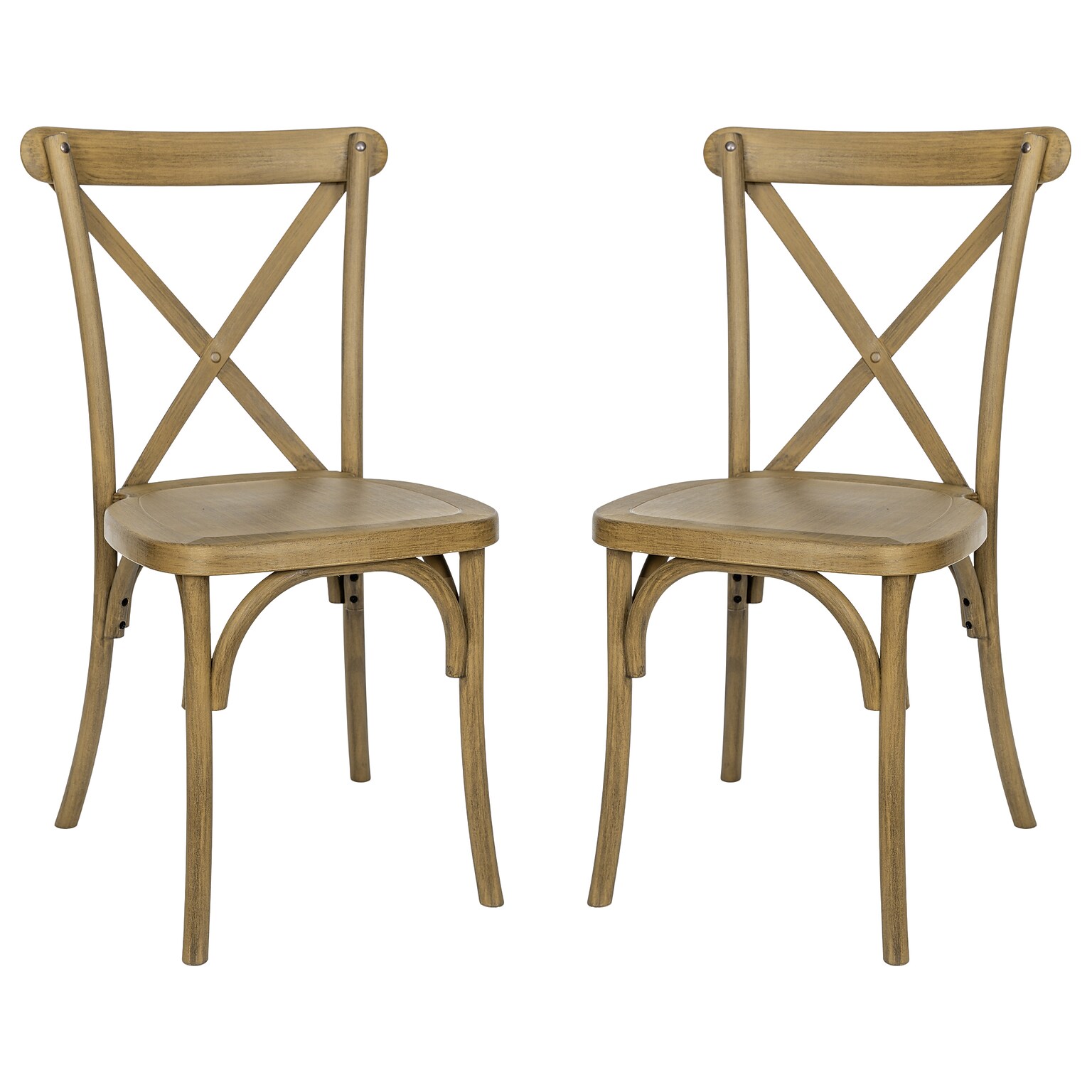 Flash Furniture HERCULES Contemporary Wood Look Resin Cross Back Dining Chair, Chestnut,  2/Pack (2L9M2CHSNT)